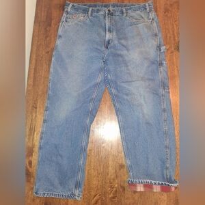 Berne Mens 42x29 Lined Workwear Carpenter Blue Jeans Medium Wash
